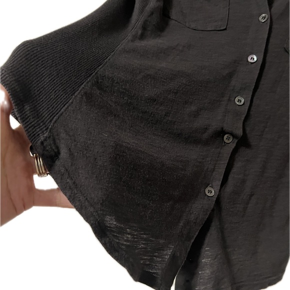 James Perse Sheer Slub Side Panel Shirt In Carbon, 1/Small - Picture 7 of 10